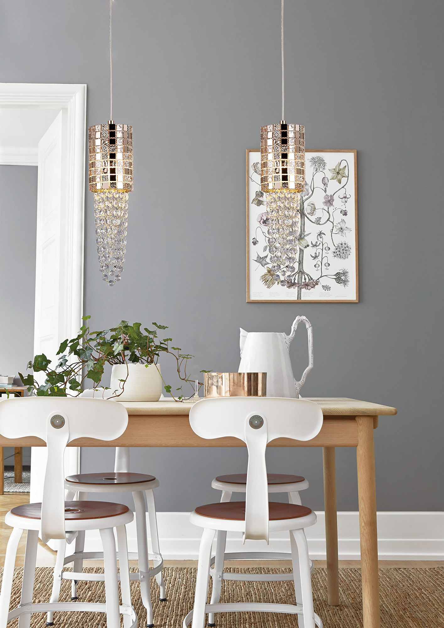 Camden Rose Gold Crystal Ceiling Lights Diyas Single Crystal Pendants Camden Rose Gold Crystal Ceiling Lights Diyas Single Crystal Pendants